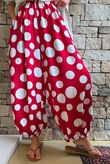 Basso Big Dot Balloon Cuff Pant Sangria & White